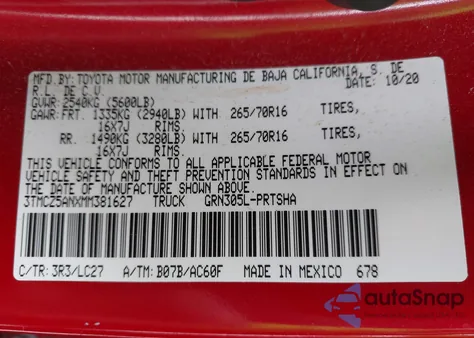 2021 Toyota Tacoma Trd Off-Road from USA, damaged, VIN 3TMCZ5ANXMM381627